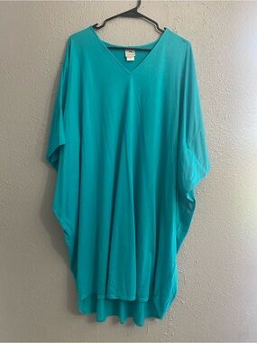 Natori brand teal V-neck kaftan dress teal XL soft